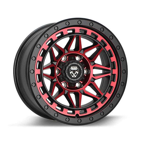 TKX WHEELS-T802RED - MATTE BLACK AND RED MACHINED FACE