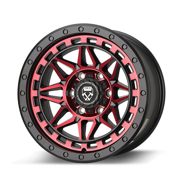 TKX WHEELS-T802RED - MATTE BLACK AND RED MACHINED FACE